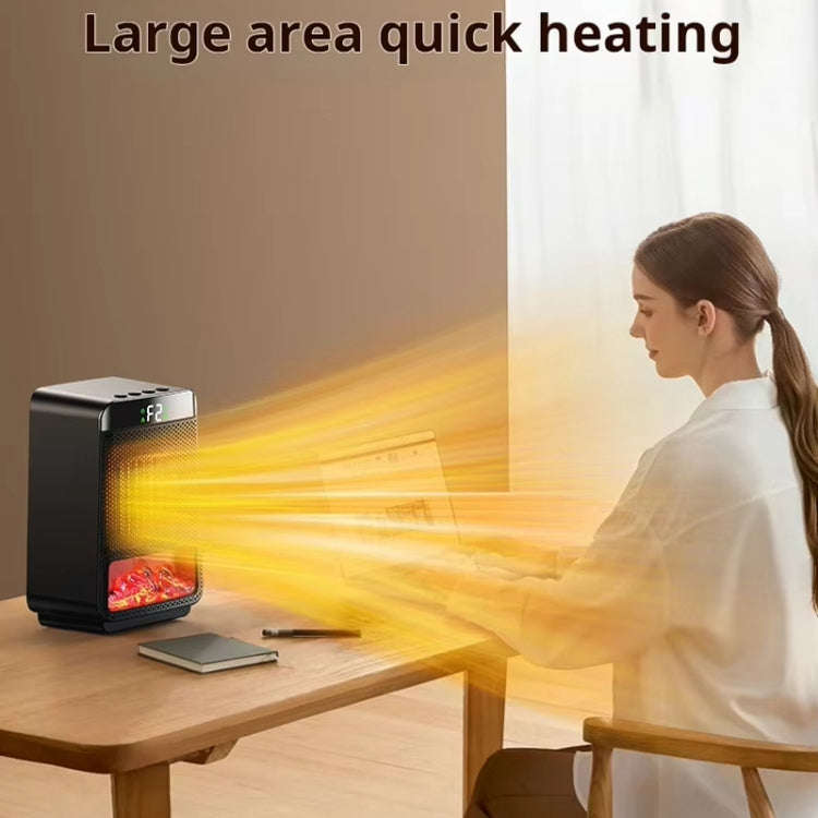 E03 Desktop PTC Heater Dynamic Flame Light Warmer UK Plug