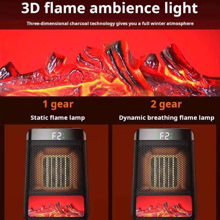 E03 Desktop PTC Heater Dynamic Flame Light Warmer EU Plug