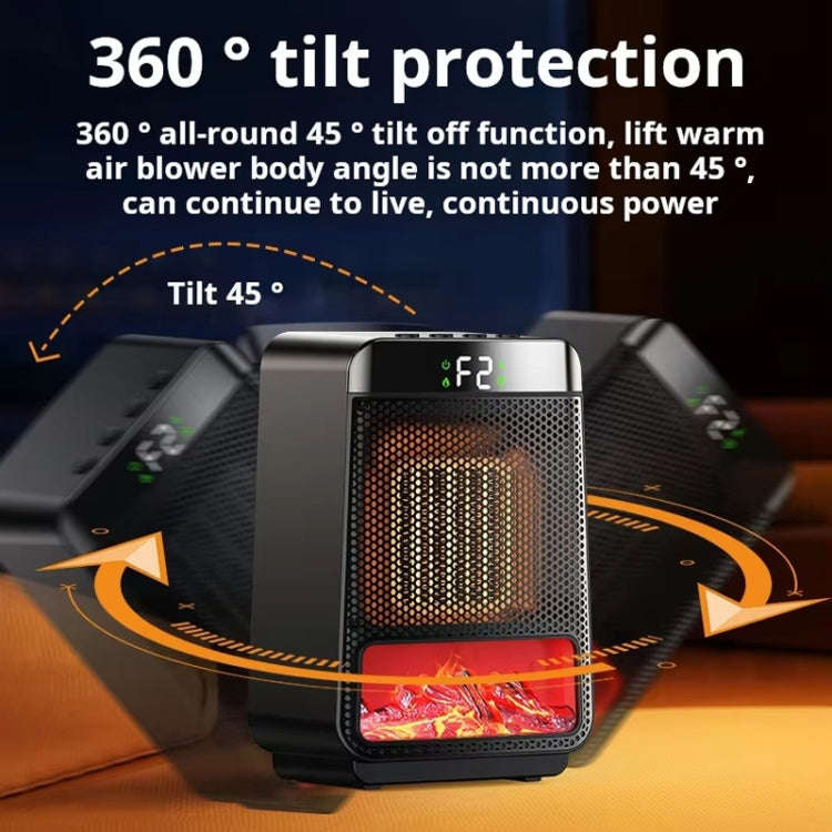 E03 Desktop PTC Heater Dynamic Flame Light Warmer EU Plug