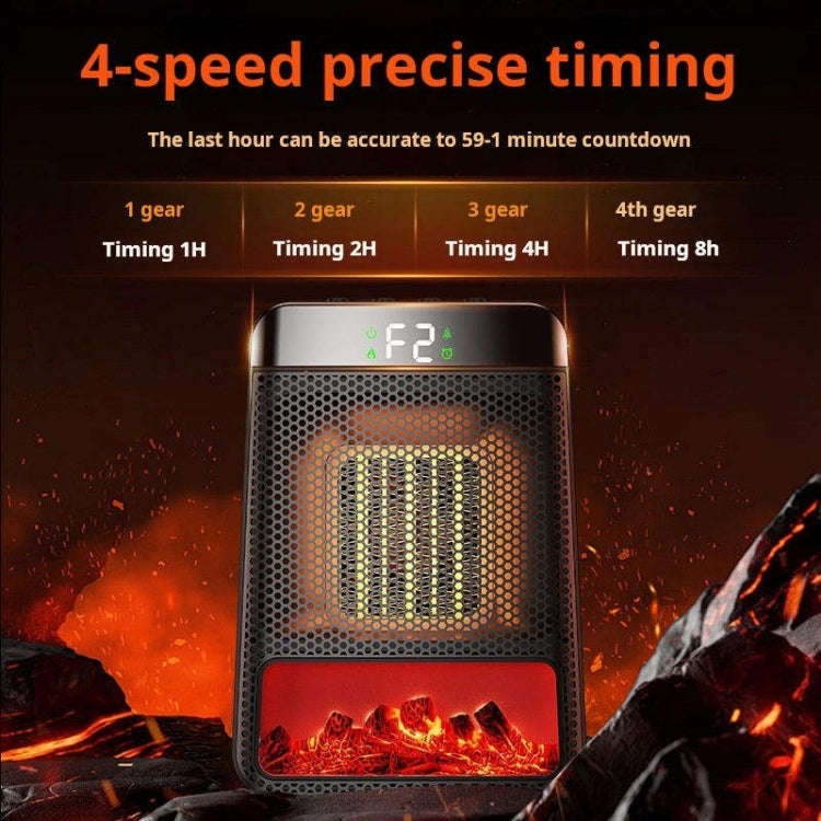 E03 Desktop PTC Heater Dynamic Flame Light Warmer UK Plug