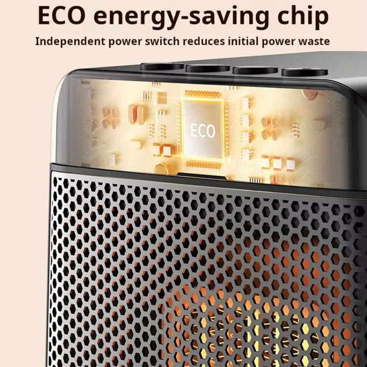 E03 Desktop PTC Heater Dynamic Flame Light Warmer EU Plug