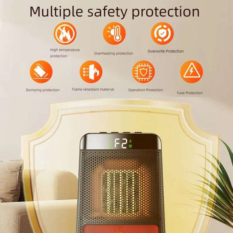 E03 Desktop PTC Heater Dynamic Flame Light Warmer EU Plug