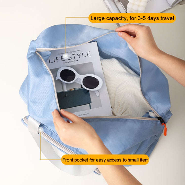 Folding Travel Bag Large Capacity Gym Rucksack Portable Luggage Clothes Storage Bag(Blue)