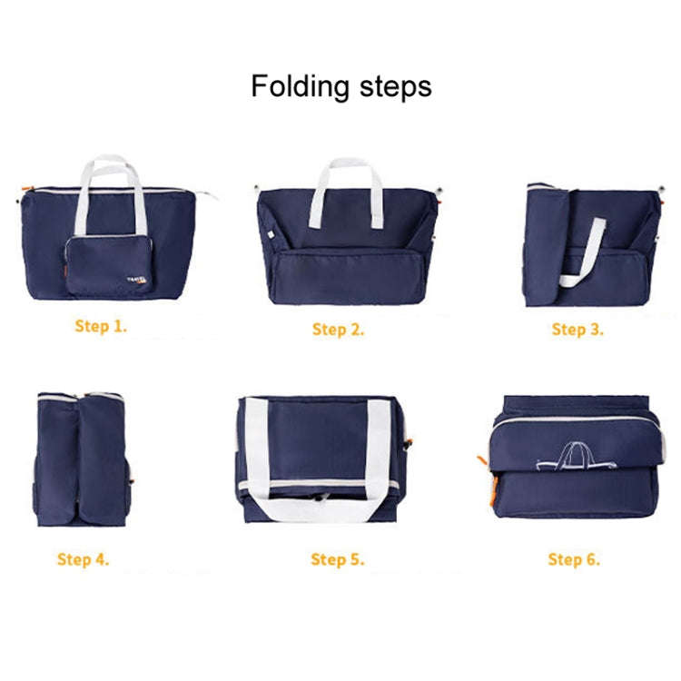 Folding Travel Bag Large Capacity Gym Rucksack Portable Luggage Clothes Storage Bag(Blue)