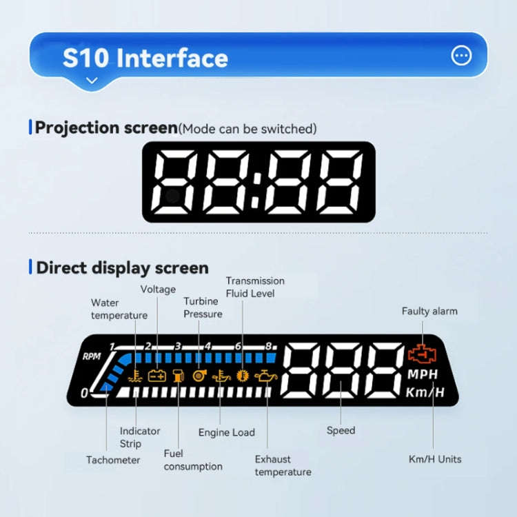 Head-up Display OBD Multi-function Vehicle Instrument Oil Temperature Gearbox Monitoring Screen(S...