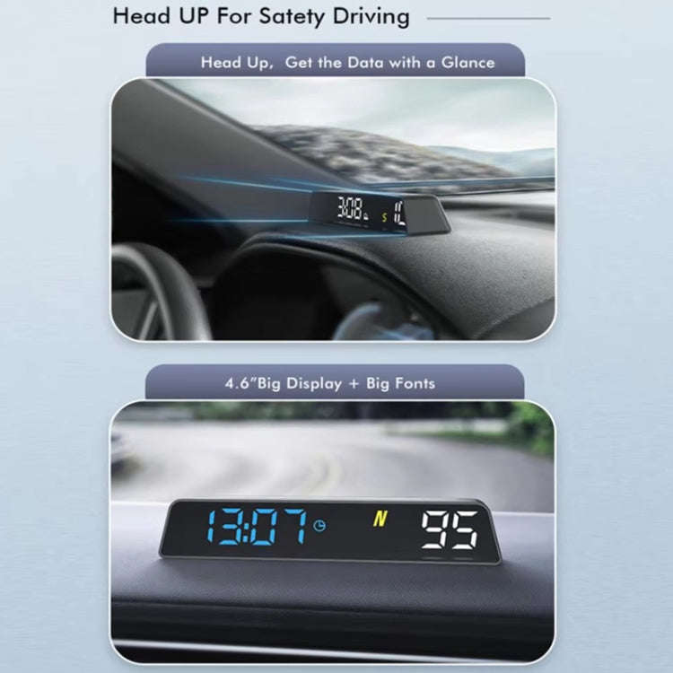 Head-up Display USB Powered High-definition Vehicle Code Altitude Meter(All White)