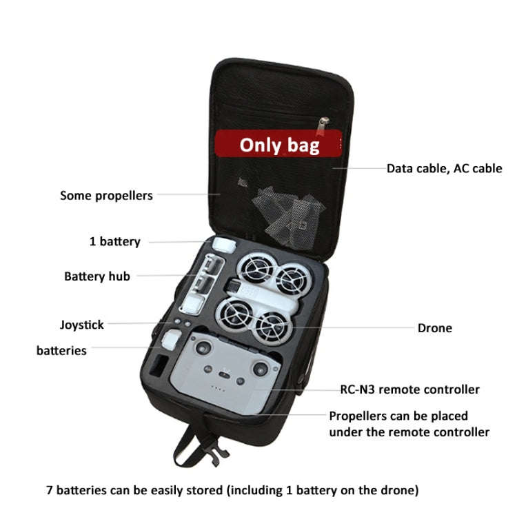 For DJI Neo Fly More Combo BKANO Storage Bag Portable Shoulder Bag With 2 Front Pockets