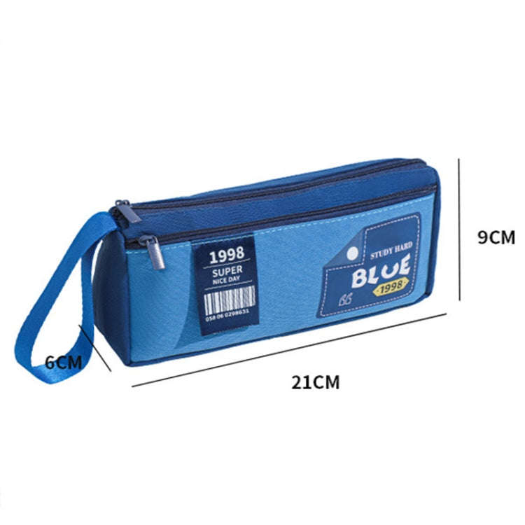 Retro Triangle Design Double-layer Handheld Pencil Case Student Stationery Bag(Black)