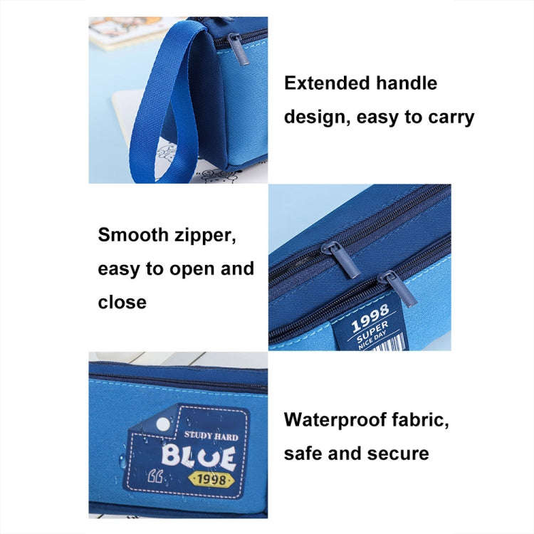 Retro Triangle Design Double-layer Handheld Pencil Case Student Stationery Bag(Coffee)