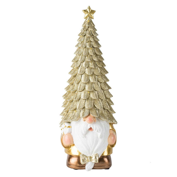 Glowing Christmas Tree Dwarf Ornament Home Christmas Resin Holiday Scene Decoration(Gold)