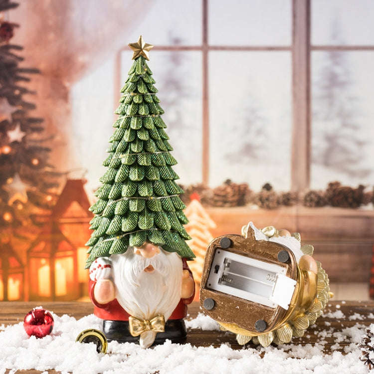 Glowing Christmas Tree Dwarf Ornament Home Christmas Resin Holiday Scene Decoration(Gold)