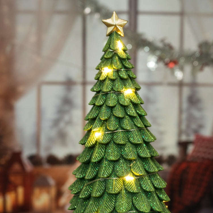 Glowing Christmas Tree Dwarf Ornament Home Christmas Resin Holiday Scene Decoration(Gold)