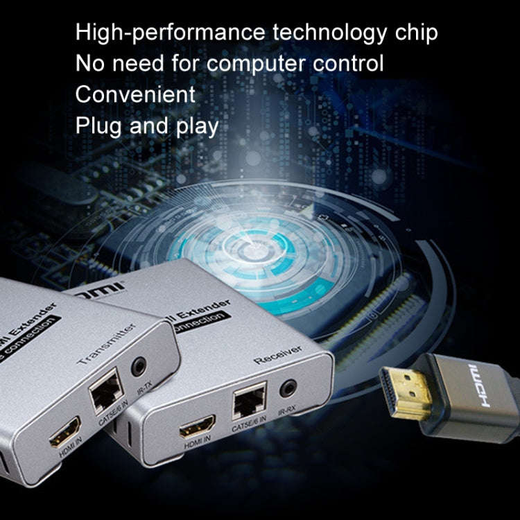 HDMI Single Cable 120m Transmitter / Receiver Extender 4K HD Transmitter EU Plug(Gray)