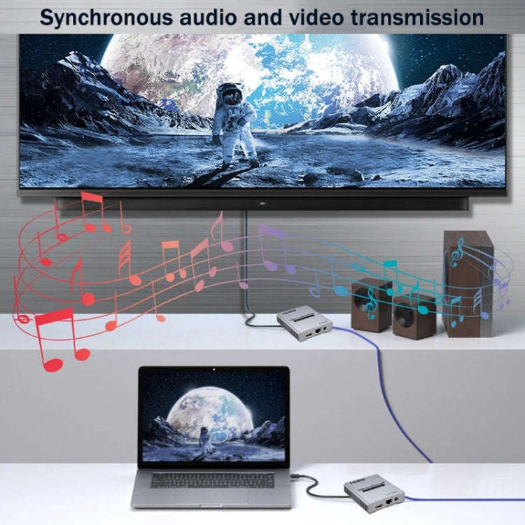 HDMI Single Cable 120m Transmitter / Receiver Extender 4K HD Transmitter EU Plug(Gray)