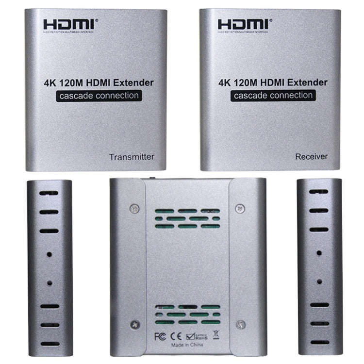 HDMI Single Cable 120m Transmitter / Receiver Extender 4K HD Transmitter EU Plug(Gray)