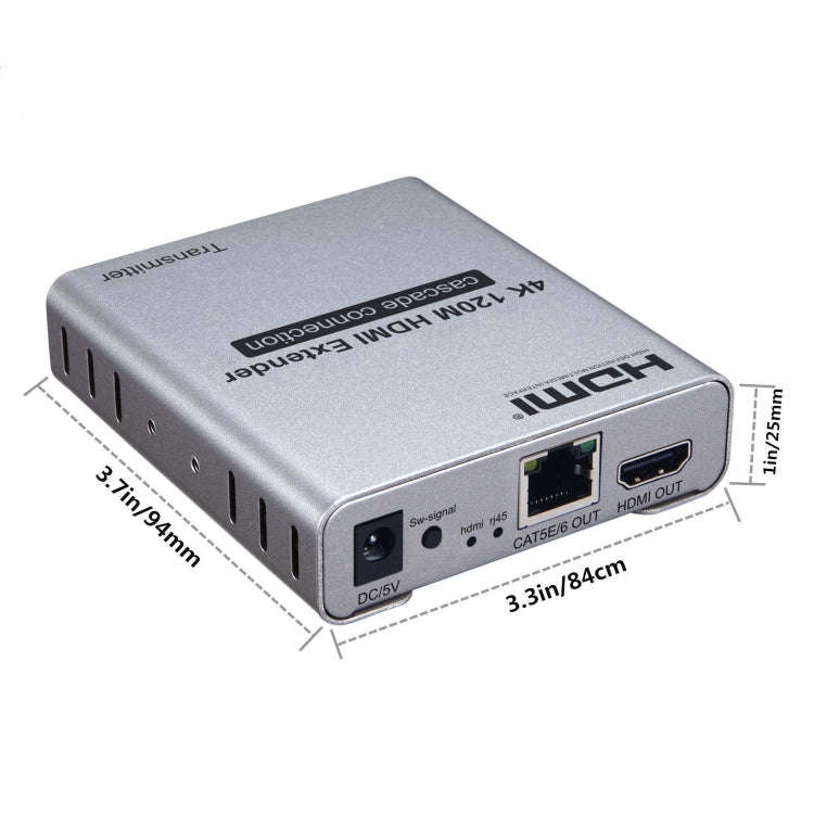 HDMI Single Cable 120m Transmitter / Receiver Extender 4K HD Transmitter US Plug(Gray)