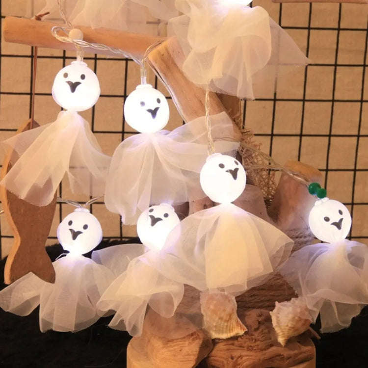 Halloween Fabric Ghost String Lights LED Scary Ghost Festival Indoor Decoration Ambient Lamp, Col...