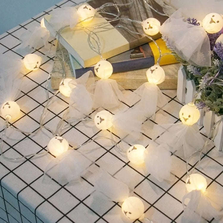 Halloween Fabric Ghost String Lights LED Scary Ghost Festival Indoor Decoration Ambient Lamp, Col...