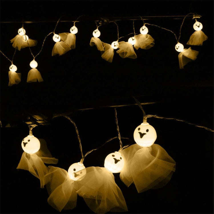 Halloween Fabric Ghost String Lights LED Scary Ghost Festival Indoor Decoration Ambient Lamp, Col...