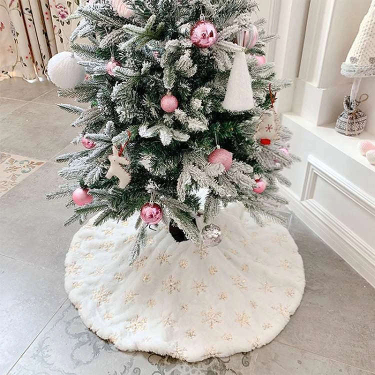 40cm Christmas Tree Skirt Mat Christmas Tree Bottom Foot Carpet Party Decoration(Gold Snowflake)