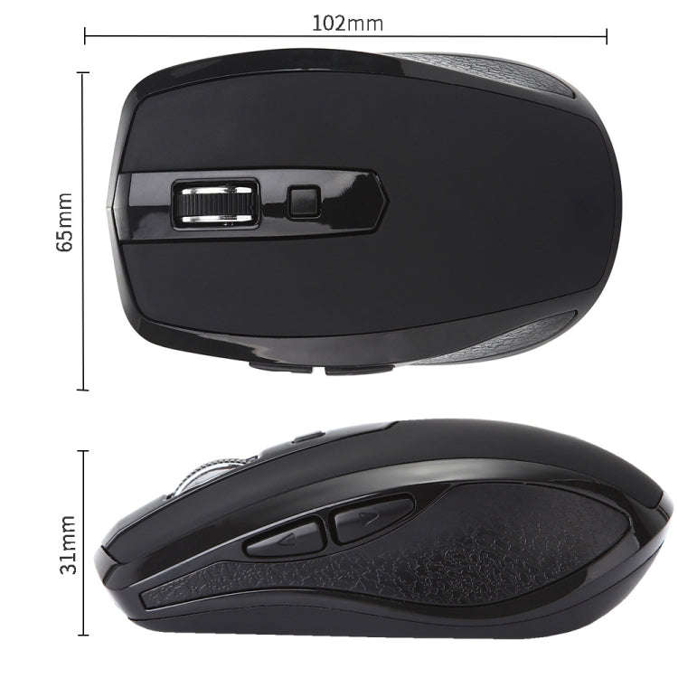 6-Keys Type-C/USB-C Laptop Office Game Silent Wireless Mouse(Black)