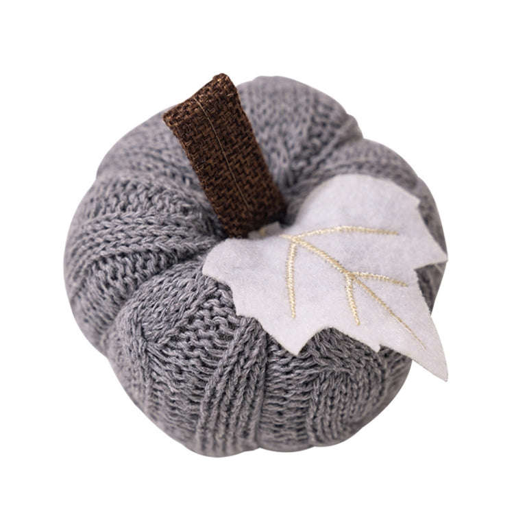 Thanksgiving Decoration Pumpkin Pendant Harvest Festival Knitted Pumpkin Ornament Arrangement(Grey)