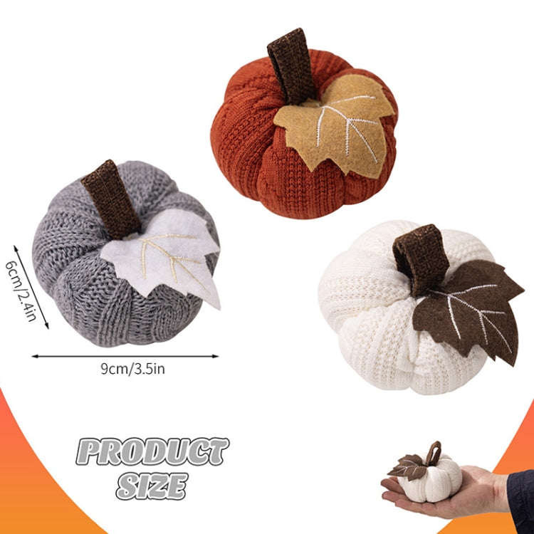Thanksgiving Decoration Pumpkin Pendant Harvest Festival Knitted Pumpkin Ornament Arrangement(White)