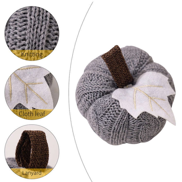 Thanksgiving Decoration Pumpkin Pendant Harvest Festival Knitted Pumpkin Ornament Arrangement(White)