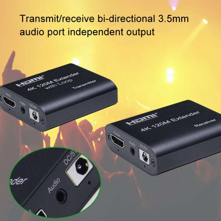 HDMI To RJ45 120m Single Network Cable 4K HD Network Extender, Receiver+Transmitter EU Plug(Black)