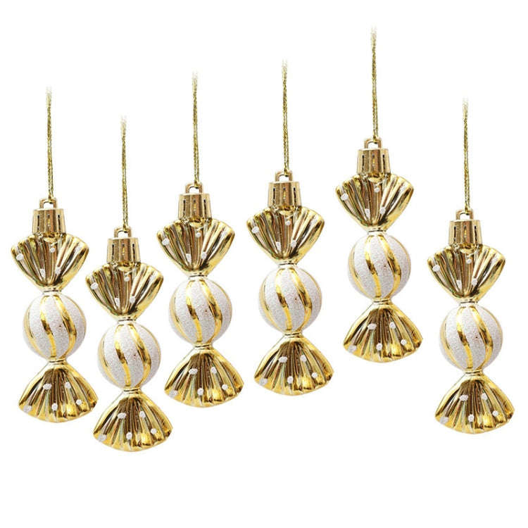 6pcs /Box Candy Christmas Tree DIY Ornaments New Year Xmas Gifts Christmas Ball Decoration(Gold)