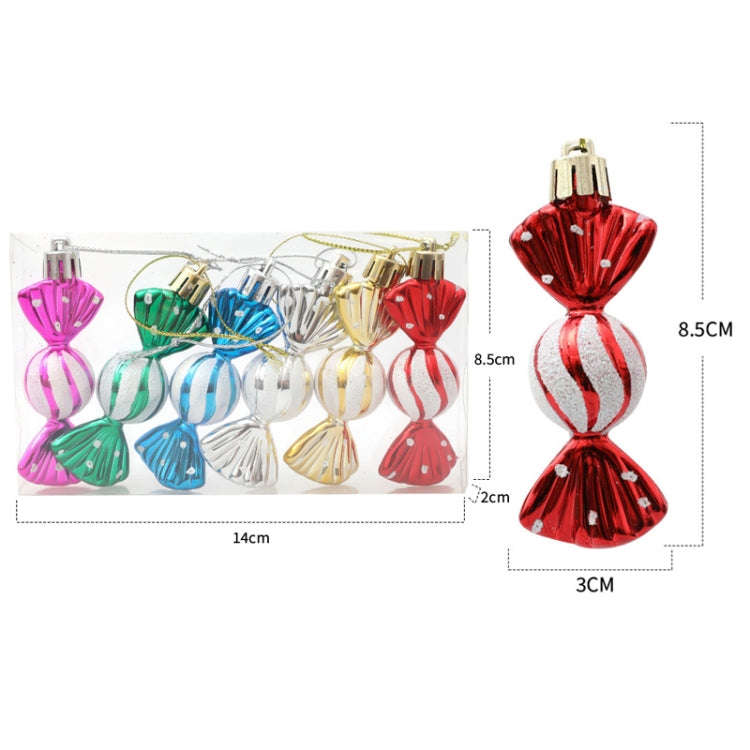 6pcs /Box Candy Christmas Tree DIY Ornaments New Year Xmas Gifts Christmas Ball Decoration(Gold)