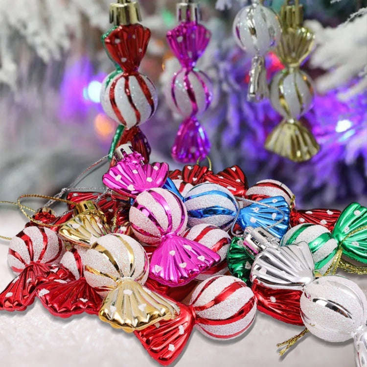 6pcs /Box Candy Christmas Tree DIY Ornaments New Year Xmas Gifts Christmas Ball Decoration(Red)