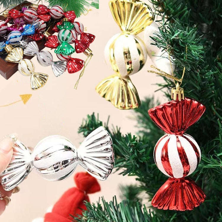 6pcs /Box Candy Christmas Tree DIY Ornaments New Year Xmas Gifts Christmas Ball Decoration(Gold)