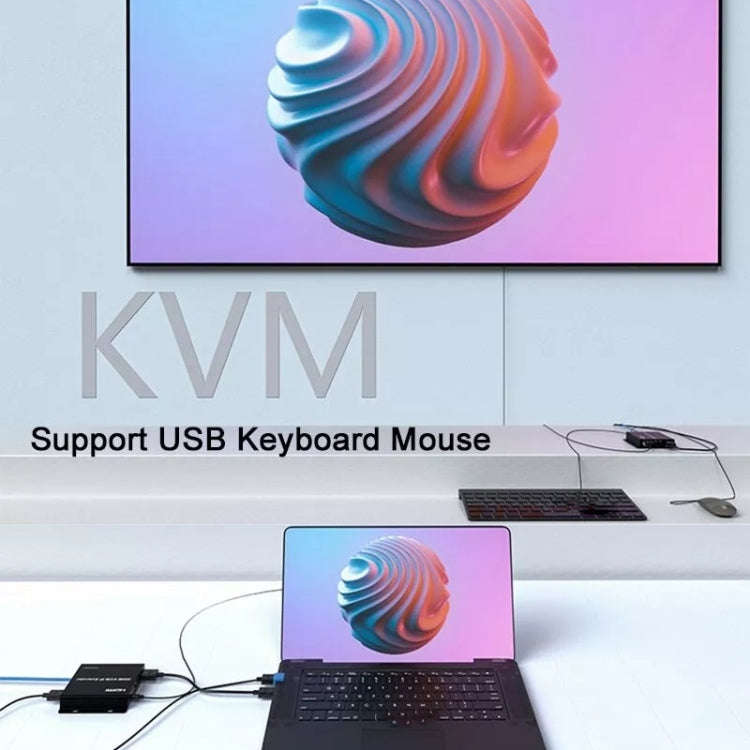 200m HDMI KVM IP Network Cable Extender H.264 Mouse Keyboard Extender EU Plug(Black)