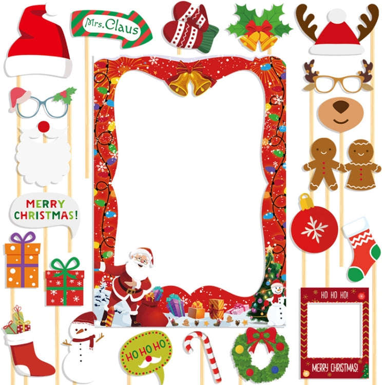21pcs /Set Christmas Party Decoration Children Adults Quirky Photo Frame Handheld Photo Props