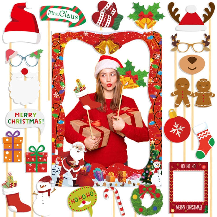21pcs /Set Christmas Party Decoration Children Adults Quirky Photo Frame Handheld Photo Props