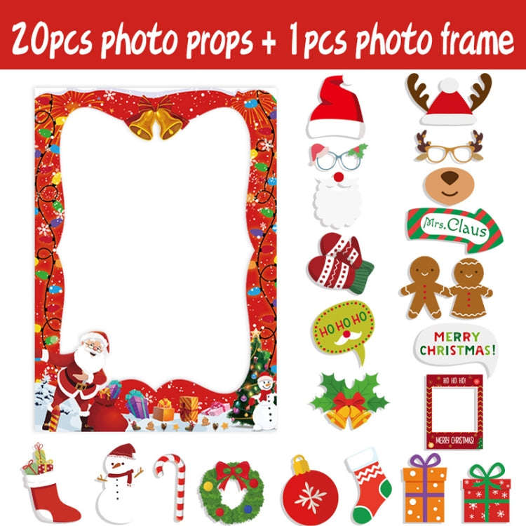 21pcs /Set Christmas Party Decoration Children Adults Quirky Photo Frame Handheld Photo Props