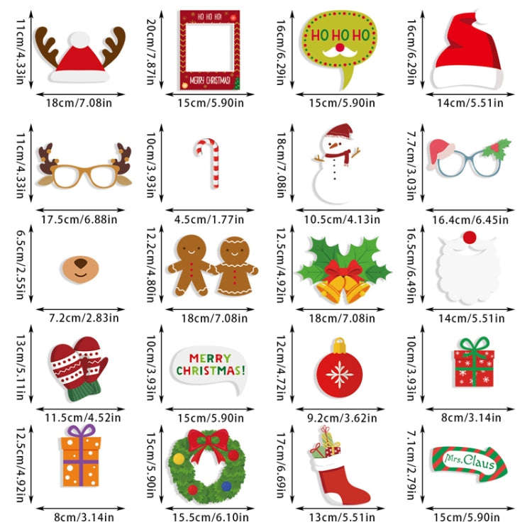 21pcs /Set Christmas Party Decoration Children Adults Quirky Photo Frame Handheld Photo Props