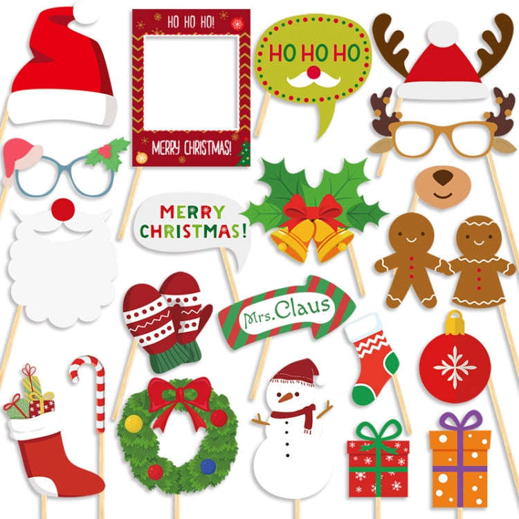 21pcs /Set Christmas Party Decoration Children Adults Quirky Photo Frame Handheld Photo Props