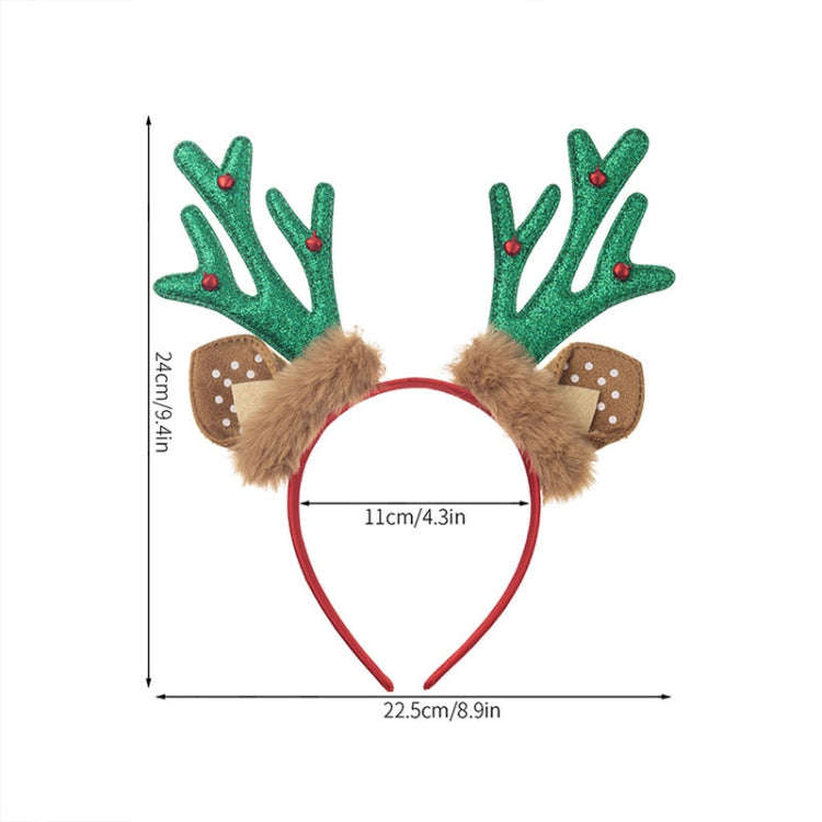 Christmas Deer Antler Plush Headband Festival Party Makeup Props(Red)