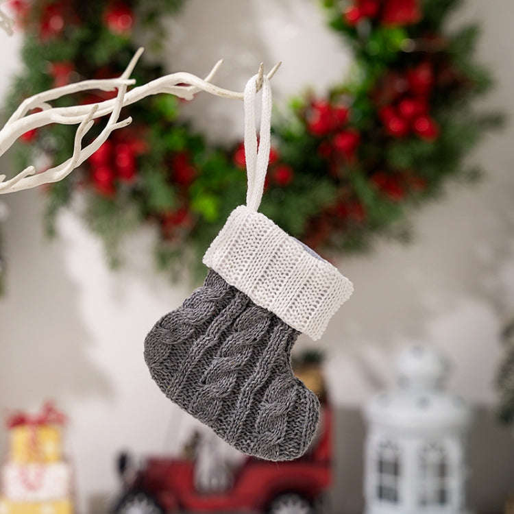 Mini Knitted Christmas Gift Socks Holiday Decorations(Gray)