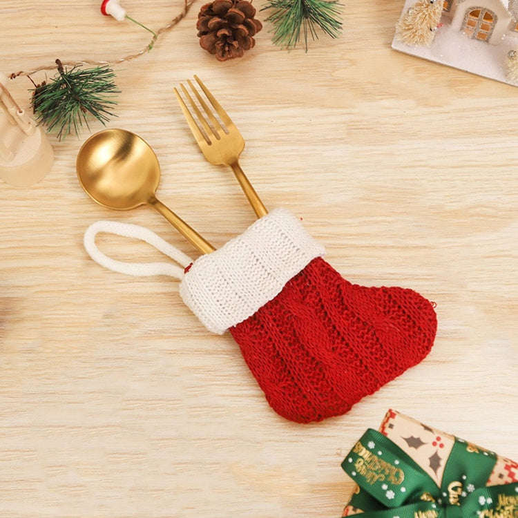 Mini Knitted Christmas Gift Socks Holiday Decorations(Red)