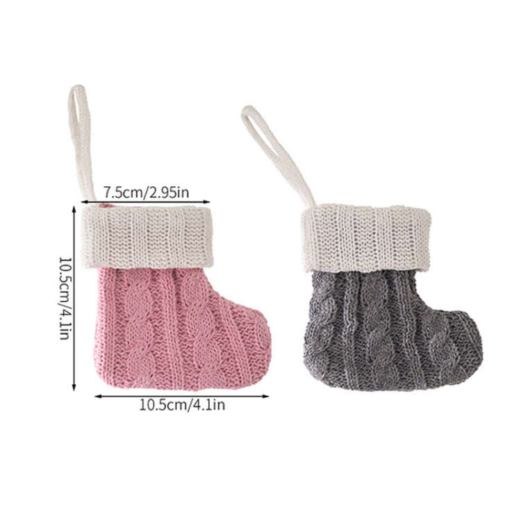 Mini Knitted Christmas Gift Socks Holiday Decorations(Gray)