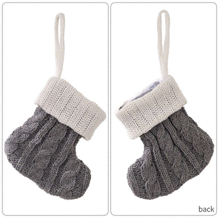 Mini Knitted Christmas Gift Socks Holiday Decorations(Gray)