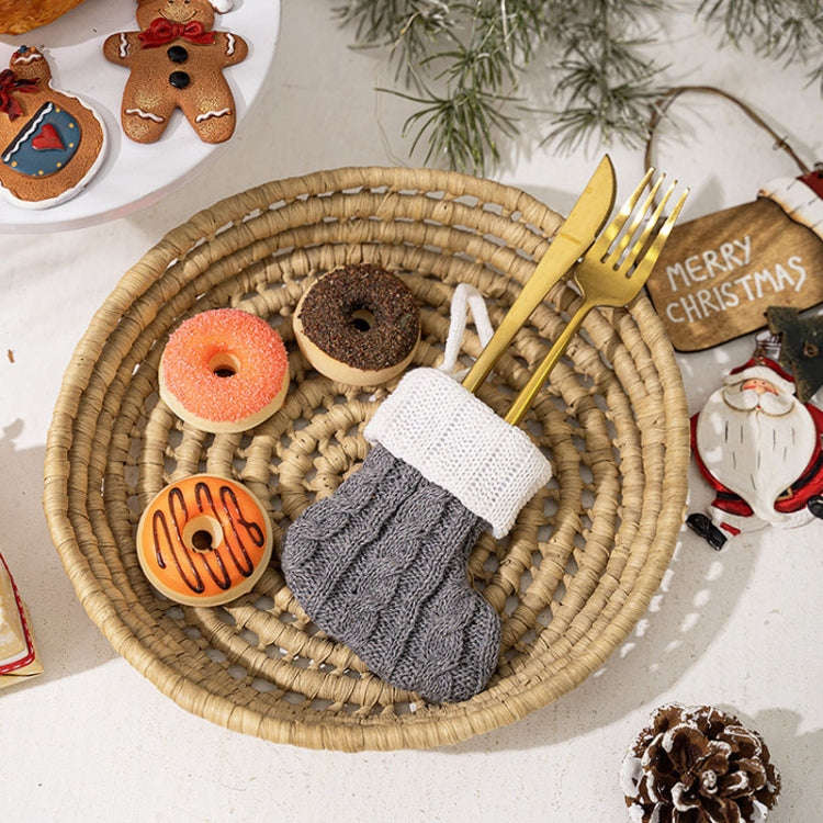 Mini Knitted Christmas Gift Socks Holiday Decorations(Gray)