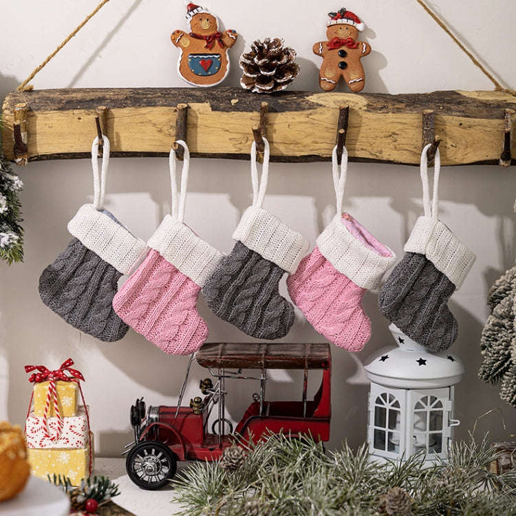 Mini Knitted Christmas Gift Socks Holiday Decorations(Gray)