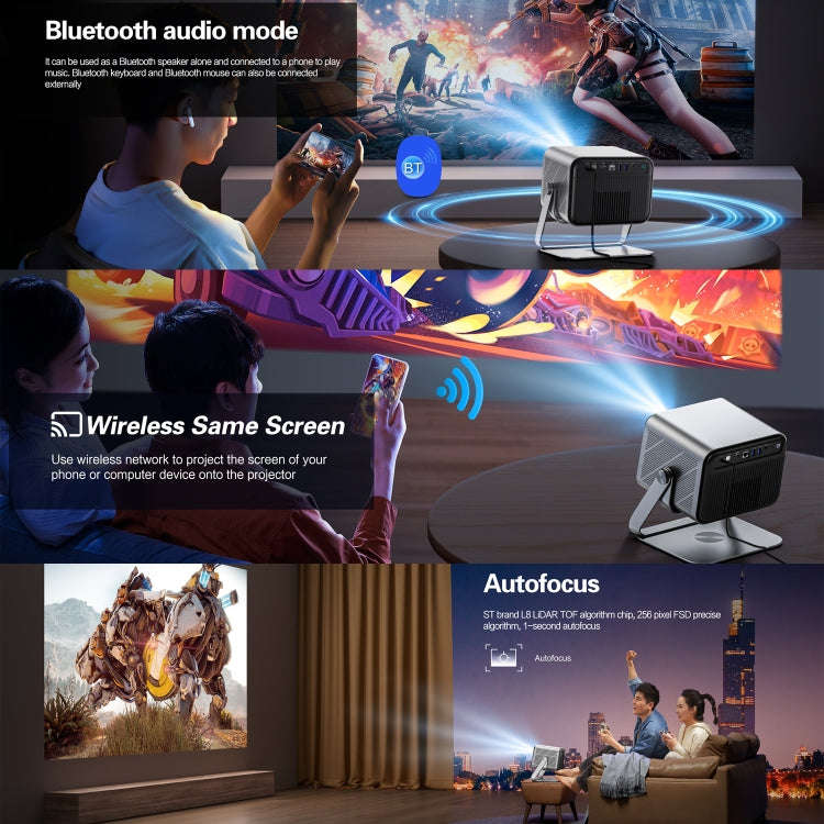 TOUMEI X6 4K HD Home Theater Office Teaching Microphone Karaoke Projector GTV Google Systems(EU P...