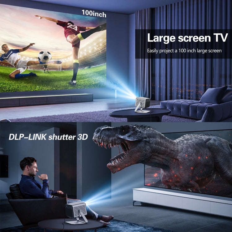 TOUMEI X6 4K HD Home Theater Office Teaching Microphone Karaoke Projector GTV Google Systems(EU P...