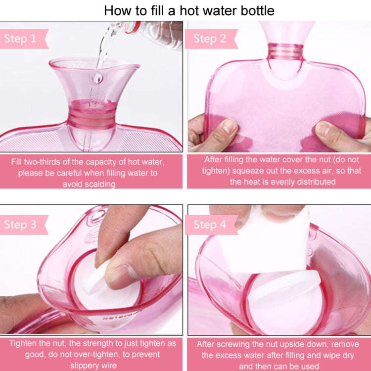 250ml PVC Hot Water Bag Thickened Transparent Filling Water Hot Water Bottle Winter Warmer Bag(Blue)