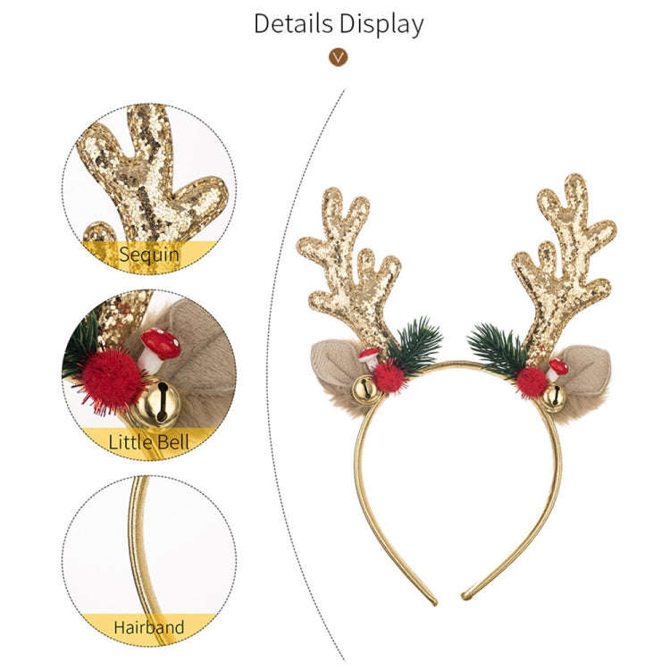 Bell Antler Headdress Christmas Ball Party Decoration Headband(Red)